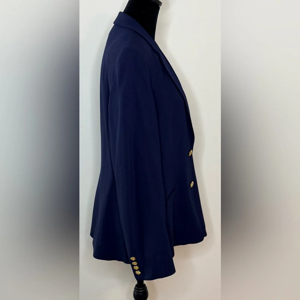 Lauren Ralph Lauren Wool Blend Blazer Preppy Classic lapel collar logo button 12 - Picture 8 of 12